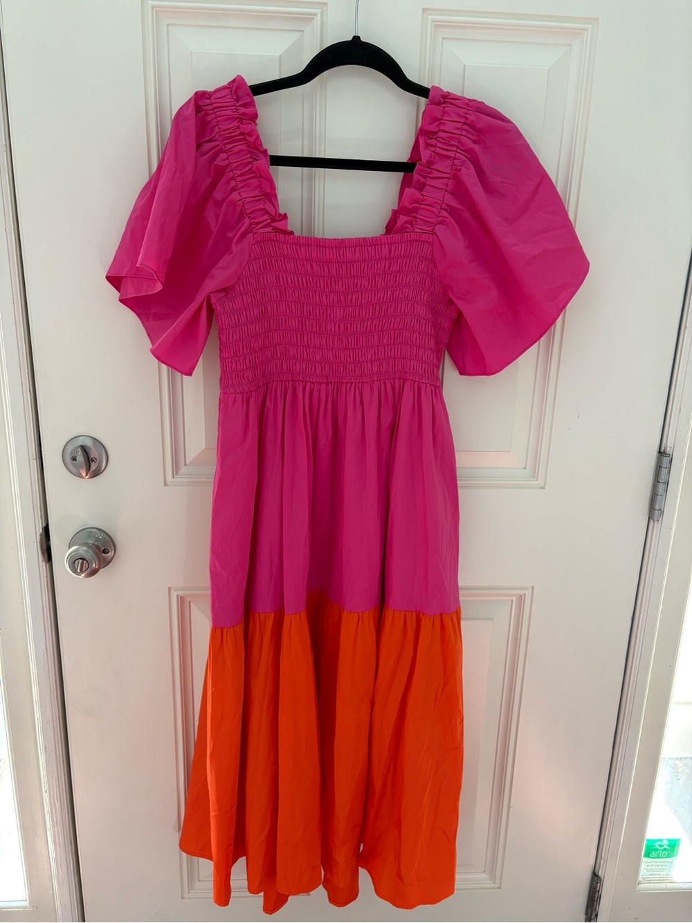 CROSBY by Mollie Burch Haskell Dress Size Medium in Mollie Pink/Aperol Spritz
